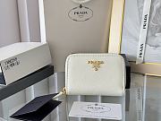 Prada Saffiano Leather Giada Turquoise Small Zip Cardholder Wallet White - 5