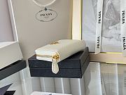 Prada Saffiano Leather Giada Turquoise Small Zip Cardholder Wallet White - 4