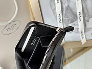 Prada Saffiano Leather Giada Turquoise Small Zip Cardholder Wallet Silver Hardware Black - 5