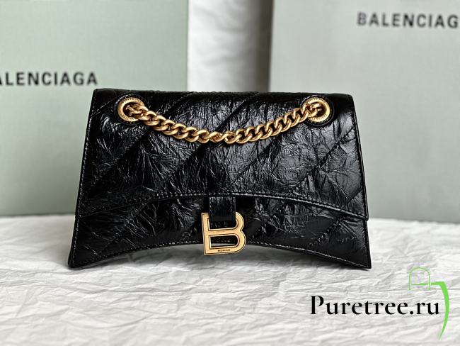 BALENCIAGA | Crush Chain Bag Small crushed calfskin aged-gold hardware in black - 1