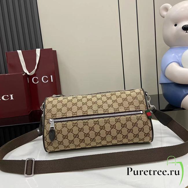 GUCCI | GG canvas small cylinder bag in beige - 1