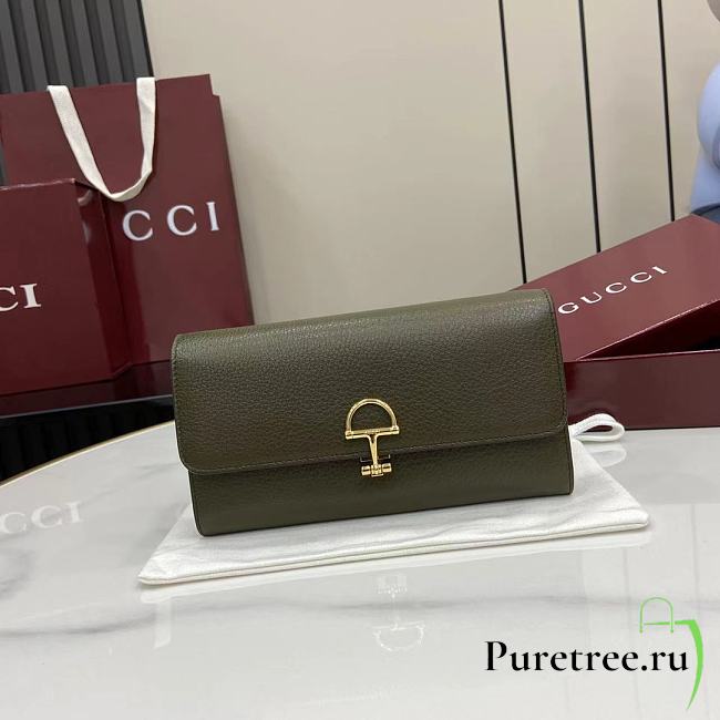 GUCCI | Softbit continental wallet grainy leather in green - 1