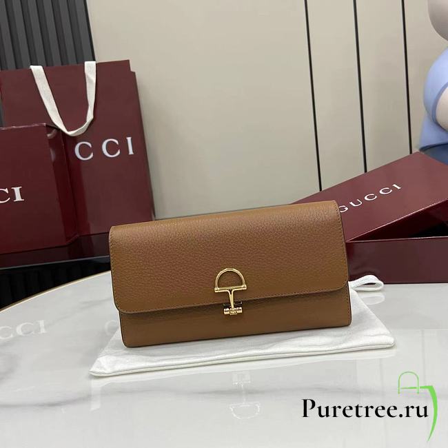 GUCCI | Softbit continental wallet grainy leather in brown - 1