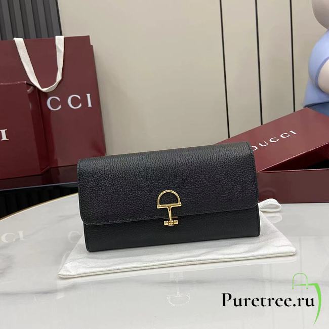 GUCCI | Softbit continental wallet grainy leather in black - 1