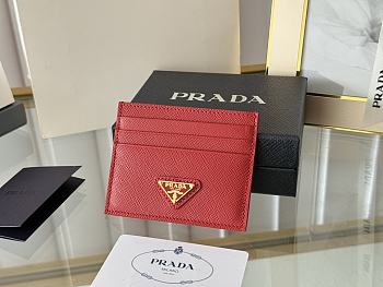 PRADA | Fiery Saffiano Leather Card Holder In Red