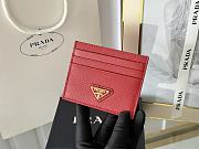 PRADA | Fiery Saffiano Leather Card Holder In Red - 3