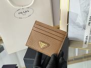 PRADA | Fiery Saffiano Leather Card Holder In Brown - 5