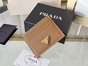 PRADA | Fiery Saffiano Leather Card Holder In Brown - 3