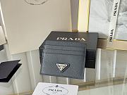 PRADA | Fiery Saffiano Leather Card Holder In Silver-Black - 1