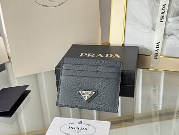 PRADA | Fiery Saffiano Leather Card Holder In Silver-Black