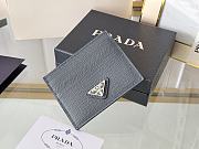 PRADA | Fiery Saffiano Leather Card Holder In Silver-Black - 6