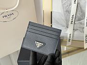 PRADA | Fiery Saffiano Leather Card Holder In Silver-Black - 2