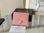 PRADA | Fiery Saffiano Leather Card Holder In Pink - 1