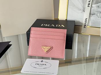 PRADA | Fiery Saffiano Leather Card Holder In Pink