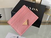PRADA | Fiery Saffiano Leather Card Holder In Pink - 4