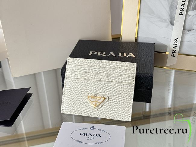 PRADA | Fiery Saffiano Leather Card Holder In White - 1