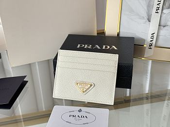 PRADA | Fiery Saffiano Leather Card Holder In White