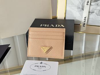 PRADA | Fiery Saffiano Leather Card Holder In Beige
