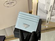 PRADA | Fiery Saffiano Leather Card Holder In Blue - 3