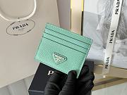 PRADA | Fiery Saffiano Leather Card Holder In Green - 2