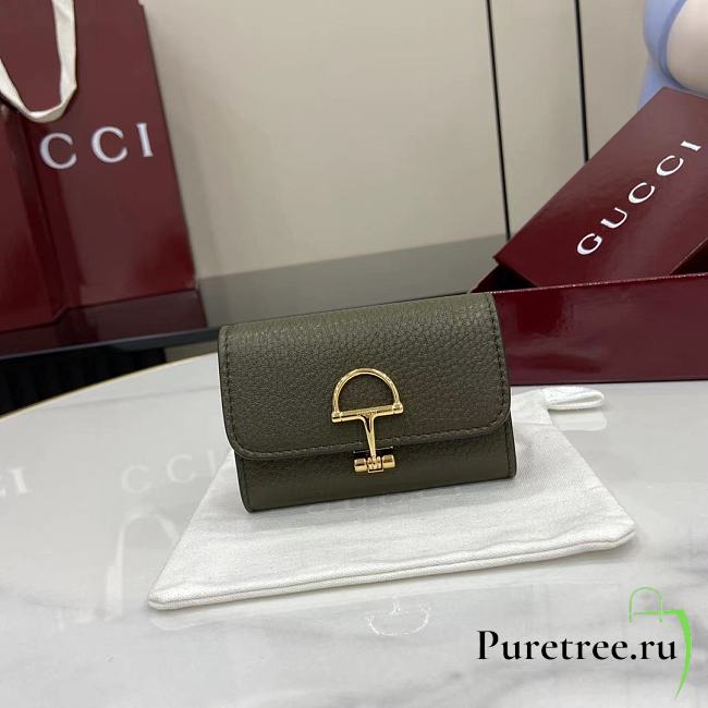 GUCCI | Softbit card case Gold-toned hardware in green - 1