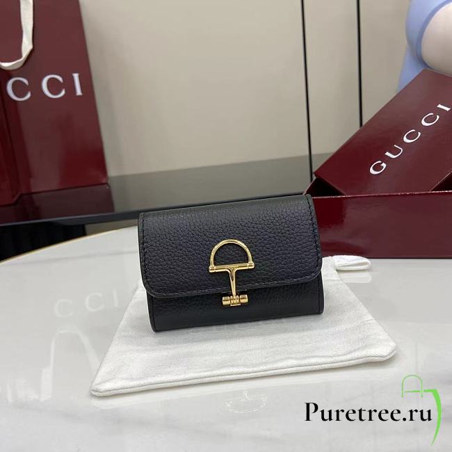 GUCCI | Softbit card case Gold-toned hardware in black - 1