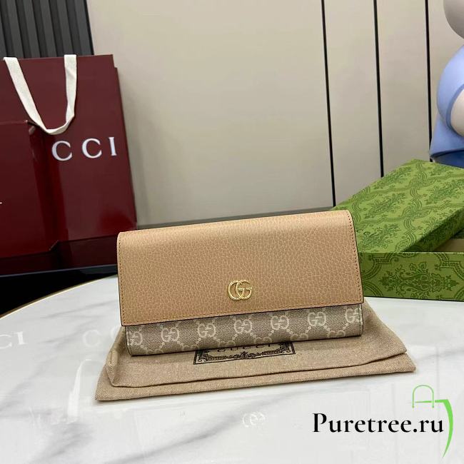 GUCCI | GG Marmont bi-colour continental wallet in beige - 1