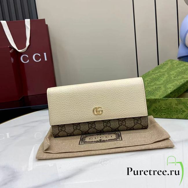 GUCCI | GG Marmont bi-colour continental wallet in white - 1