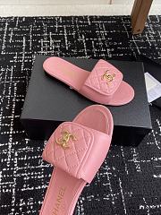 CHANEL | Pink CC logo Turnlock Mules Slides Sandals - 5
