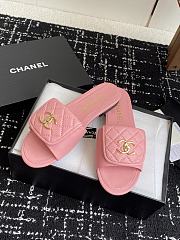 CHANEL | Pink CC logo Turnlock Mules Slides Sandals - 3