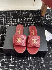 CHANEL | Red CC logo Turnlock Mules Slides Sandals - 1
