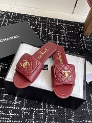 CHANEL | Red CC logo Turnlock Mules Slides Sandals - 5