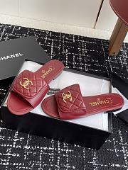 CHANEL | Red CC logo Turnlock Mules Slides Sandals - 4
