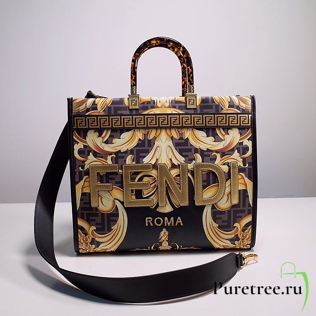 FENDI X VERSACE Calfskin Plexiglass Fendace FF Baroque Print  - 1