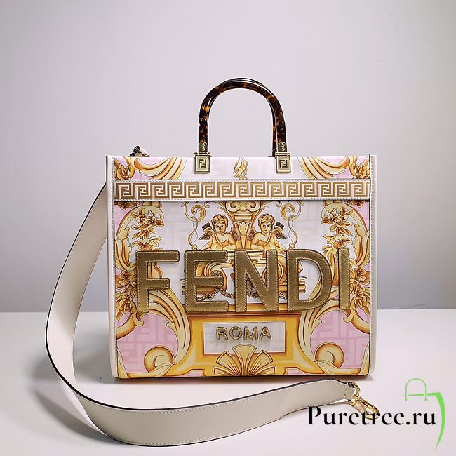 FENDI X VERSACE Calfskin Plexiglass Fendace FF Baroque Print In Pink - 1