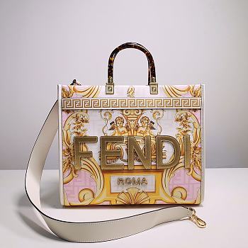 FENDI X VERSACE Calfskin Plexiglass Fendace FF Baroque Print In Pink