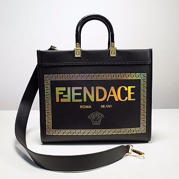 Fendi x Versace Fendace Bolso Convertible Sunshine Shopper Tote In Black