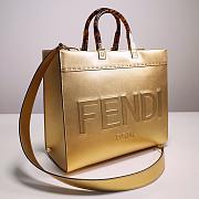 FENDI Vitello Catalan Mirror Plexiglass Logo Embossed Medium In Gold - 4