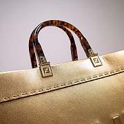 FENDI Vitello Catalan Mirror Plexiglass Logo Embossed Medium In Gold - 3