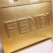 FENDI Vitello Catalan Mirror Plexiglass Logo Embossed Medium In Gold - 6