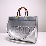 FENDI Vitello Catalan Mirror Plexiglass Logo Embossed Medium In Silver - 6