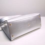 FENDI Vitello Catalan Mirror Plexiglass Logo Embossed Medium In Silver - 5