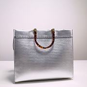 FENDI Vitello Catalan Mirror Plexiglass Logo Embossed Medium In Silver - 4