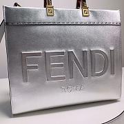 FENDI Vitello Catalan Mirror Plexiglass Logo Embossed Medium In Silver - 2