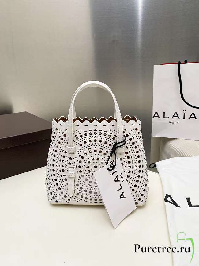ALAIA | mina 20 bag in vienne wave calfskin in white - 1