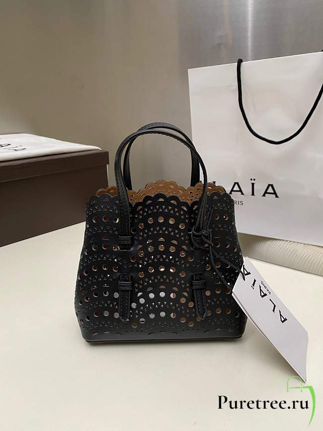 ALAIA | mina 20 bag in vienne wave calfskin in black - 1