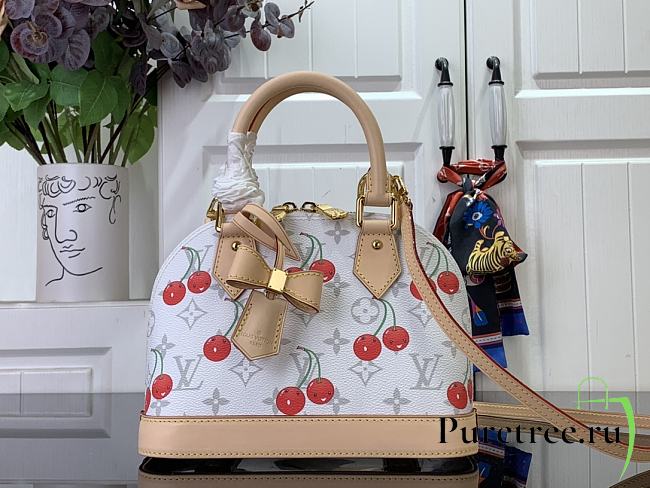 Alma BB LV x TM Bag Monogram Canvas with cherry motif - 1
