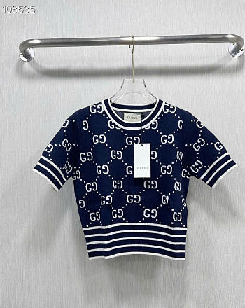 GUCCI | GG cotton jacquard top Dark blue 