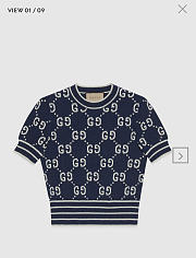 GUCCI | GG cotton jacquard top Dark blue  - 4