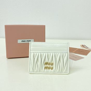 MIUMIU | Matelassé nappa leather card holder in white